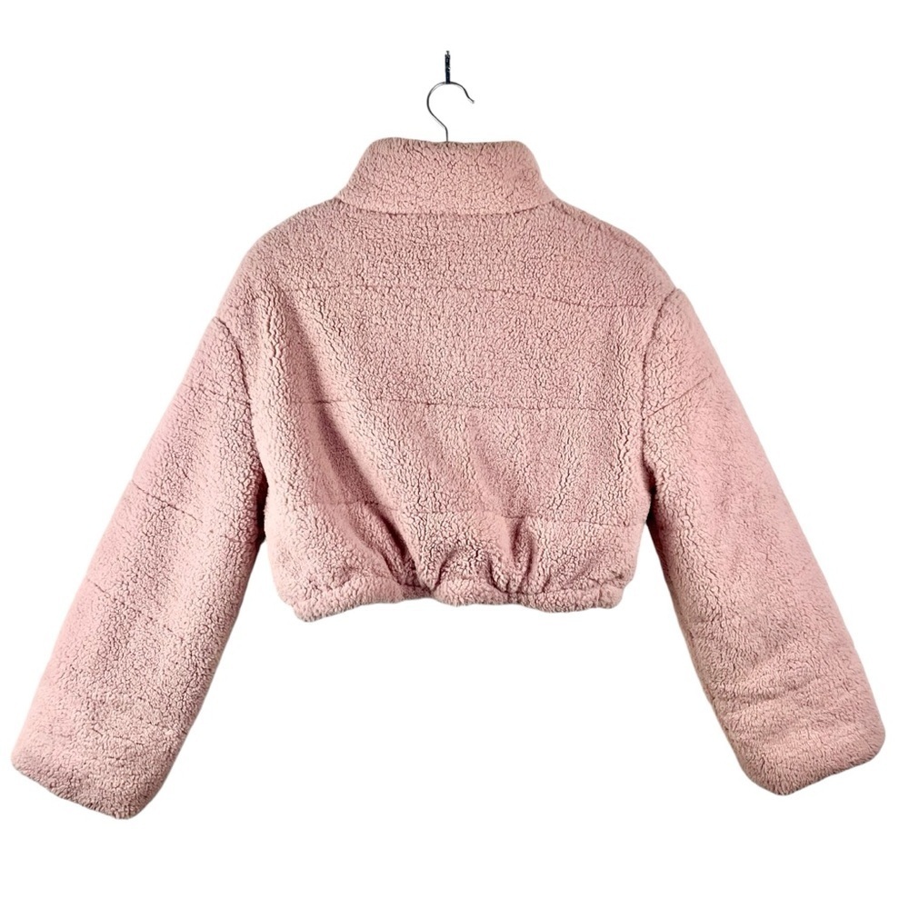 Streetwear Society Sherpa Teddy Pink Crop Jacket Size L, Oversized Kawaii Fluffy - Picture 4 of 13